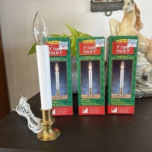 VTG (3) New Electric Window Candle Lamp Brass Base Dusk to Dawn‎ Sensor